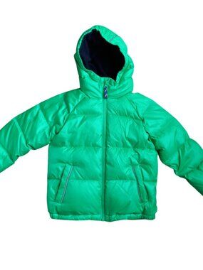 Crewcuts J Crew Kids Green Hooded Puffer Jacket 4 5